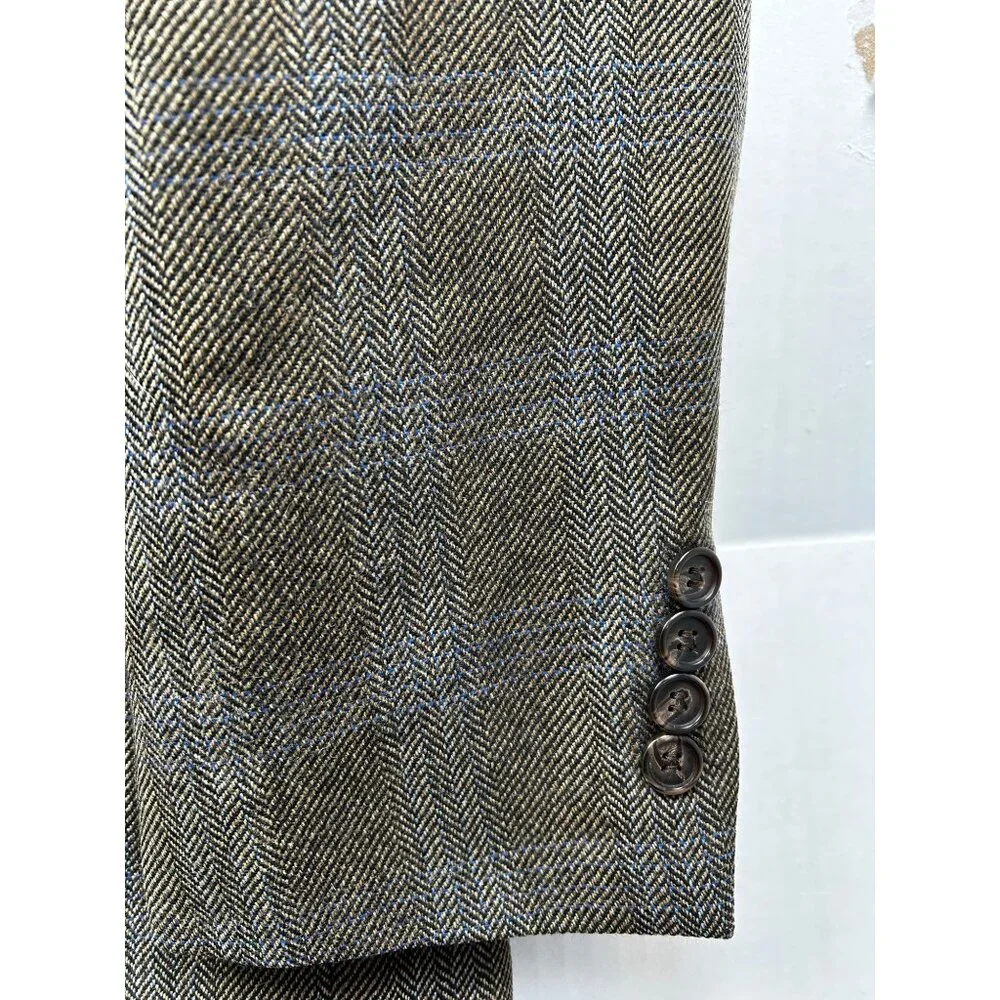Lauren Ralph Lauren Blazer Mens 44R Brown Herringbone Wool Sport Coat Ivy League